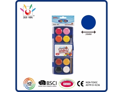 12 Watercolor In Polybag With Hanging Card
