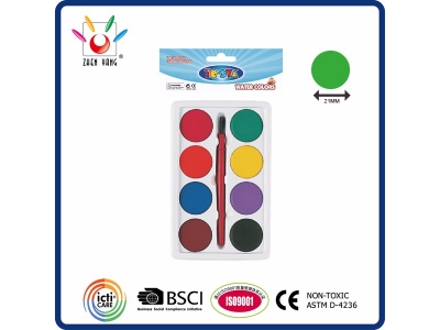 8 Watercolor Set In Polybag With Hanging Card