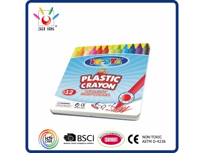 12 Plastic Crayon in Tin Box