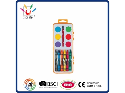 12 Watercolor & Crayon Set In Shrink Wrapped